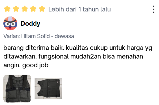 Review asli konsumen Rompi Motor Lipat desain stylish ringan dan nyaman untuk biker