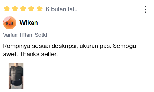 Testimoni pembeli Rompi Motor Lipat dengan penilaian positif kualitas bahan kuat dan awet